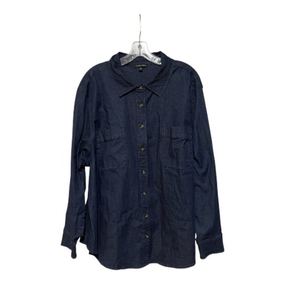Universal Standard Large OVERSIZED Long Sleeve Button Down Chambray Tunic Shirt - Picture 2 of 6